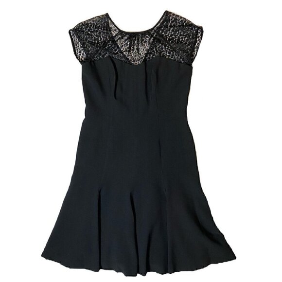 Maggy London Black Fit and Flare with Lace and Cap Sleeves- NWT - Picture 1 of 5